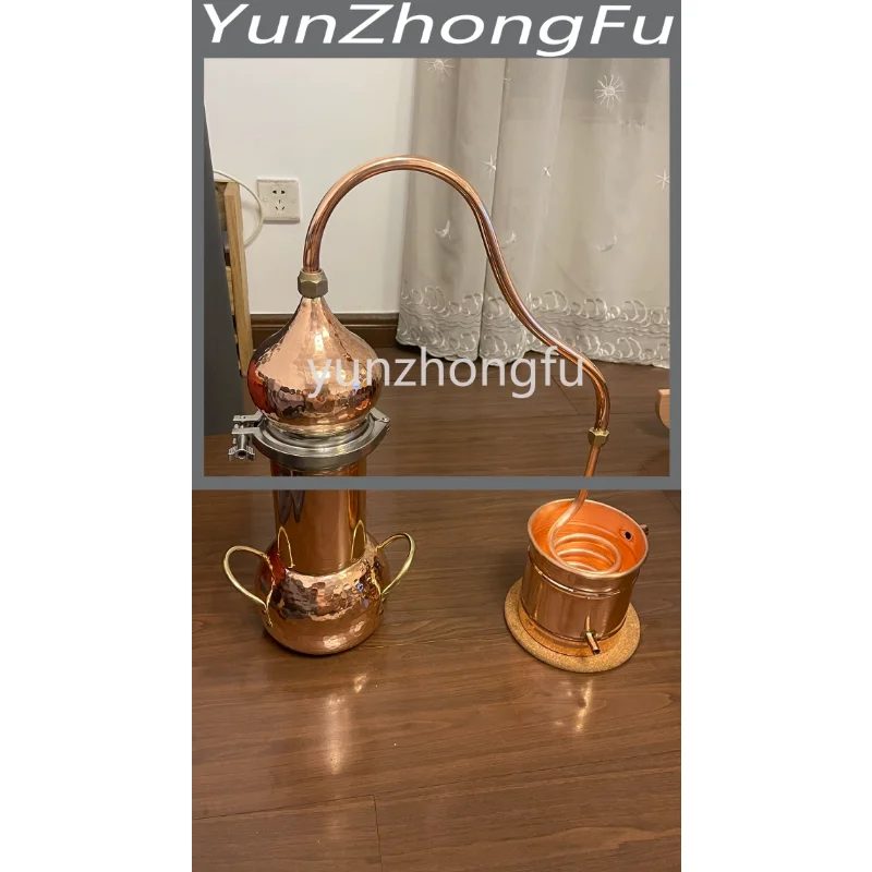 

2L Copper Distiller Handmade Pure Flower Essential Oil Brandy Wine Steaming Machine Alembic Distillation Set