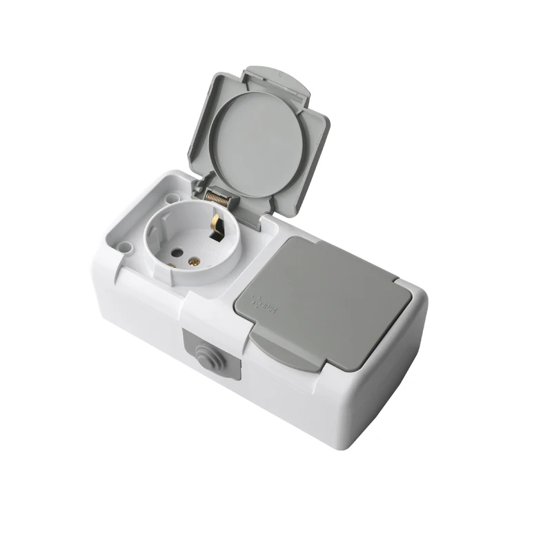 Waterproof European Schuko Socket - Surface Type, IP54 Rated