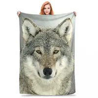 Grey Wolf Blanket Flannel Lightweight Sofa Throw Blankets For Home Bedroom Travel Throws Bedspread Quilt 1