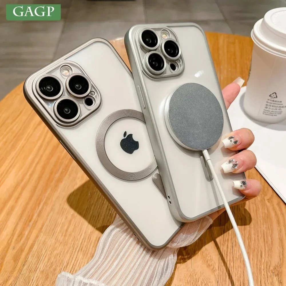 Per Iphone 15 Pro Max 15 Plus Custodia Magsafe Originale In Titanio Di Colore Primario Per Iphone 11 12 13 14 Pro Max 14 Plus Cover Placcatura