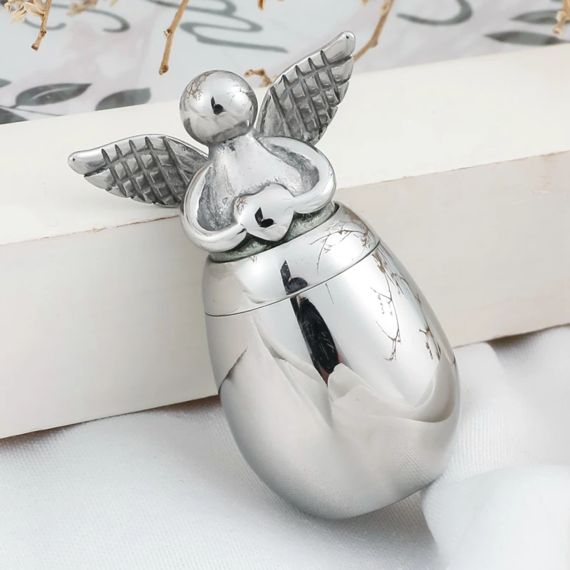 Small Keepsake Urns for Human Ashes Angel Wings Heart Mini Pet Dog Cats Cremation Urns Stainless Steel Memorial Ashes Holder