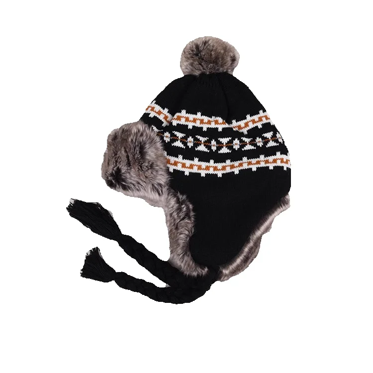 Gestrickte Lei Feng Damen Winter koreanische Version süße warme Ohrenschutz Herren Kälteschutz dicke Plüsch Wollmütze_voghion.com