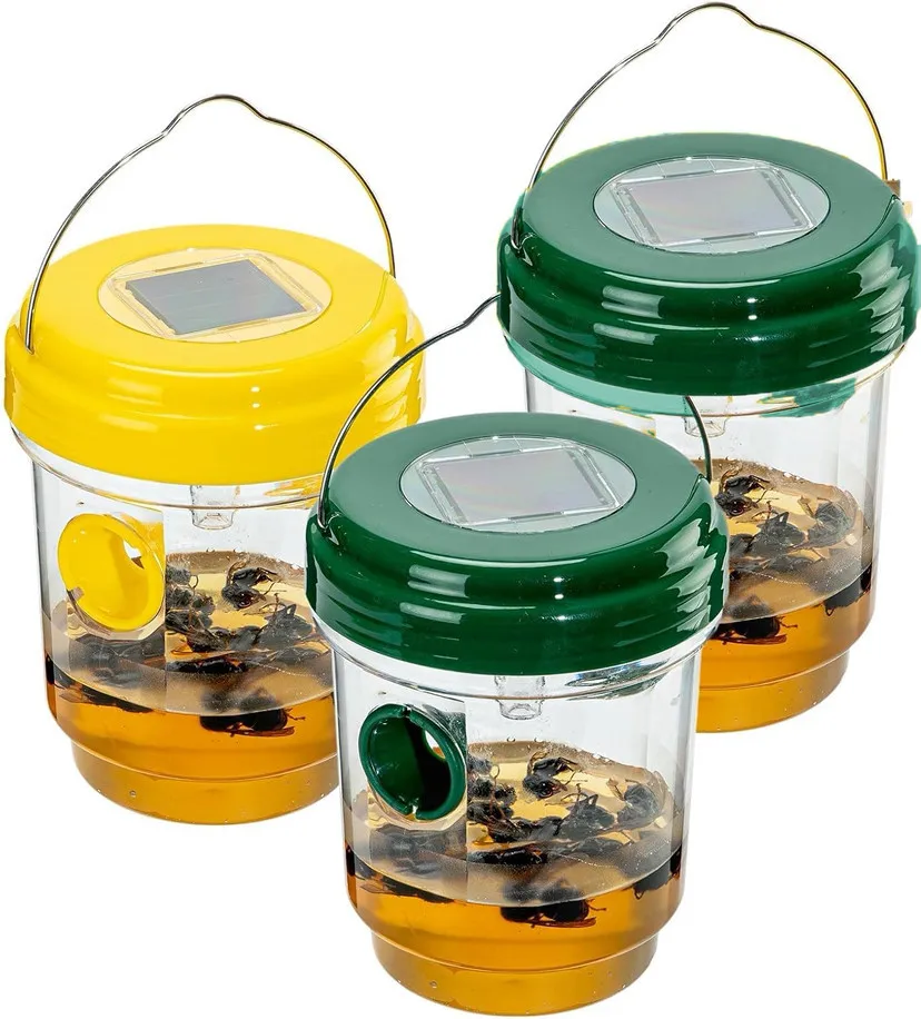 Solar-Powered UV LED Insect Trap for Wasps and Yellow Jackets