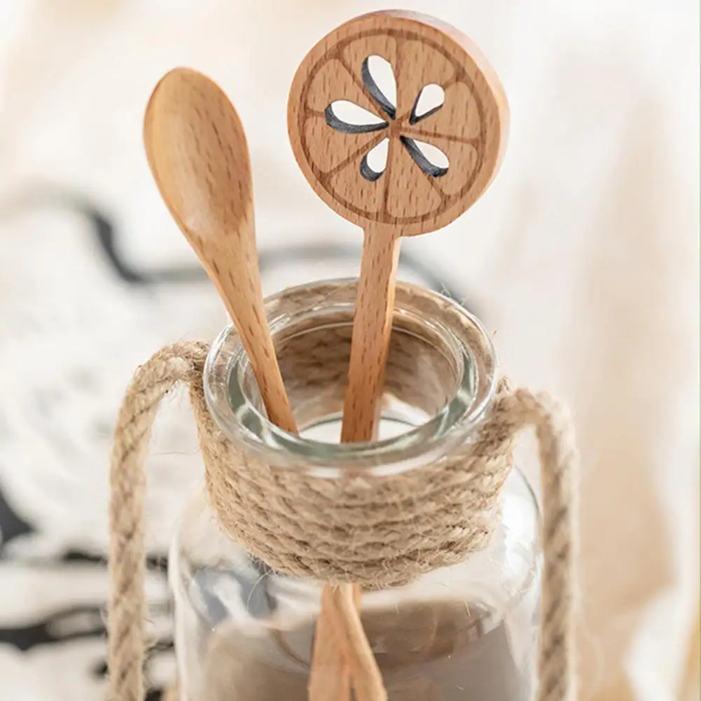 Lightweight Good Wooden Twig Shaped Mixing Spoon 2 Styles Stirring Spoon BPA Free for Household