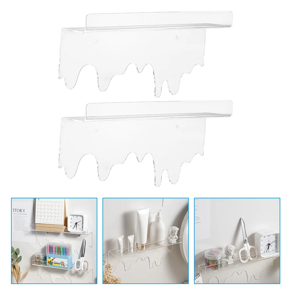 

2 Pcs Rack Chrismas Gifts Wall Shelves Hanger Bathroom Decor Small Shelf Bedroom Aesthetic Christmas