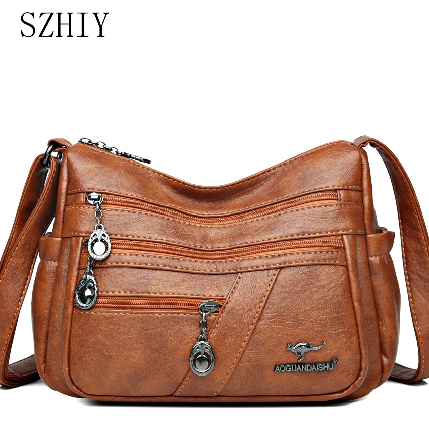 

Multi-pocket Soft Shoulder Bag Fashion Women Crossbody Purse Luxury Designer Office Pocket Leather Bolsas Femininas De Luxo New