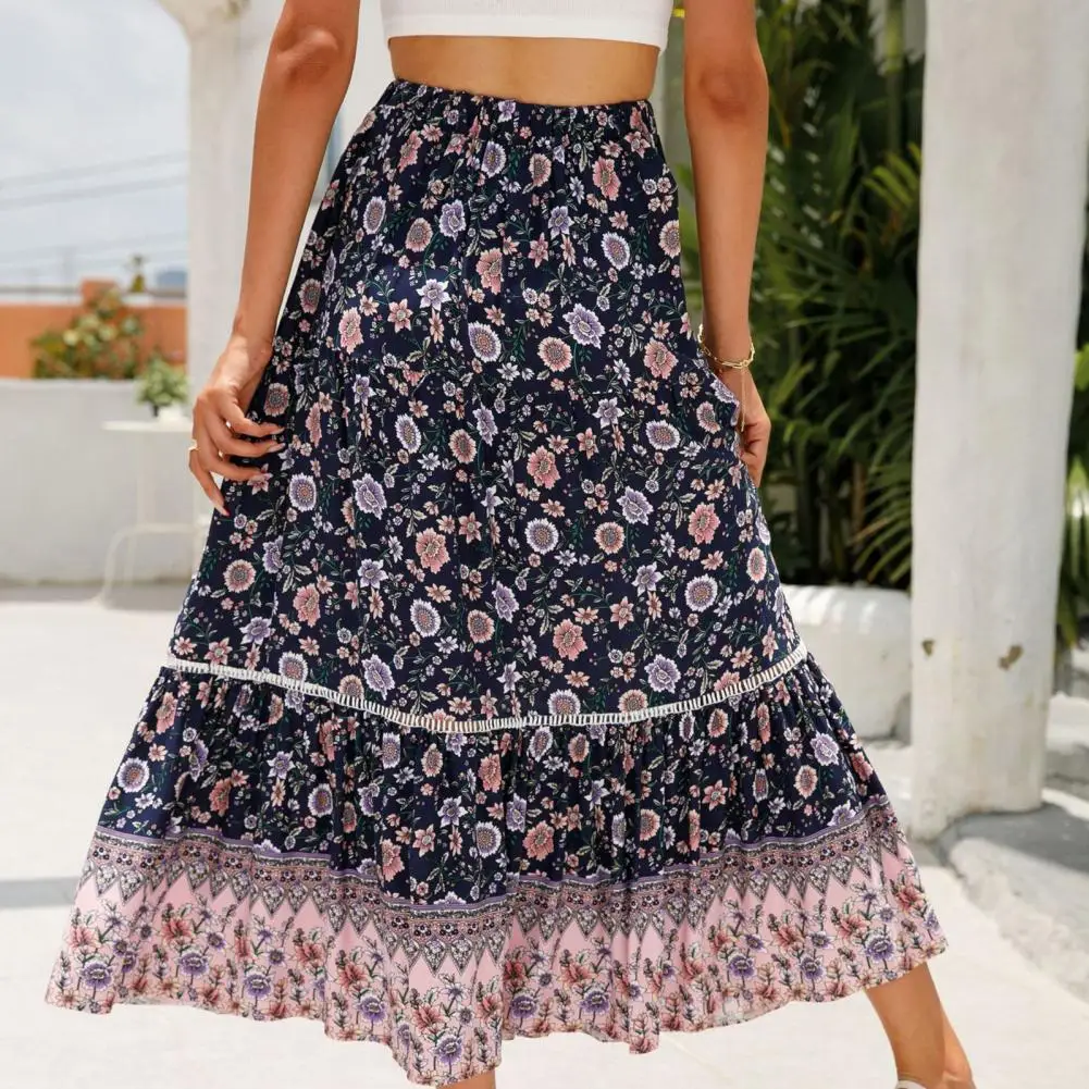 

Stylish Comfortable Summer Skirt Summer Essential Stretchy Skirt Soft Stretchy Lace Stitching Long Skirt Embrace for All-day
