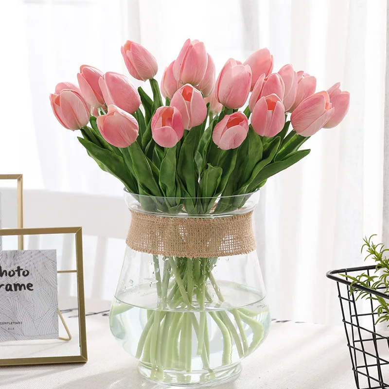31Pcs/lot Tulips Artificial Flowers PU Calla Fake Flowers Real Touch Flowers for Wedding Decoration Home Party Decoration Favors