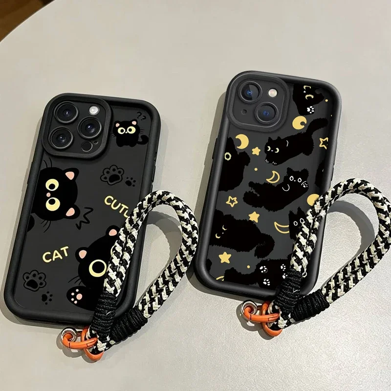 Adorable Cat Design Lanyard Phone Case