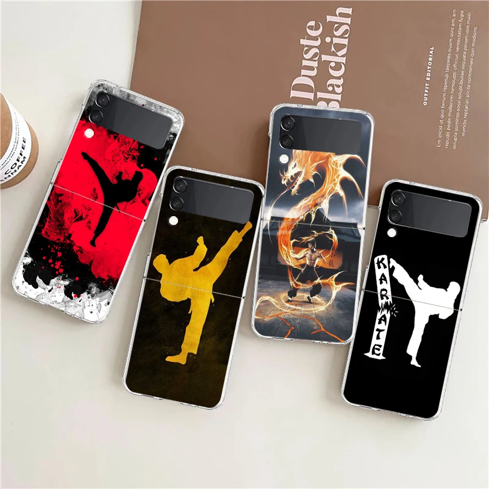 Kung Fu Taekwondo Karate Hard PC Handy hülle für Samsung Galaxy Z Flip 5 4 3 transparente Abdeckung für Galaxy Z Flip 6 stoß feste Tasche