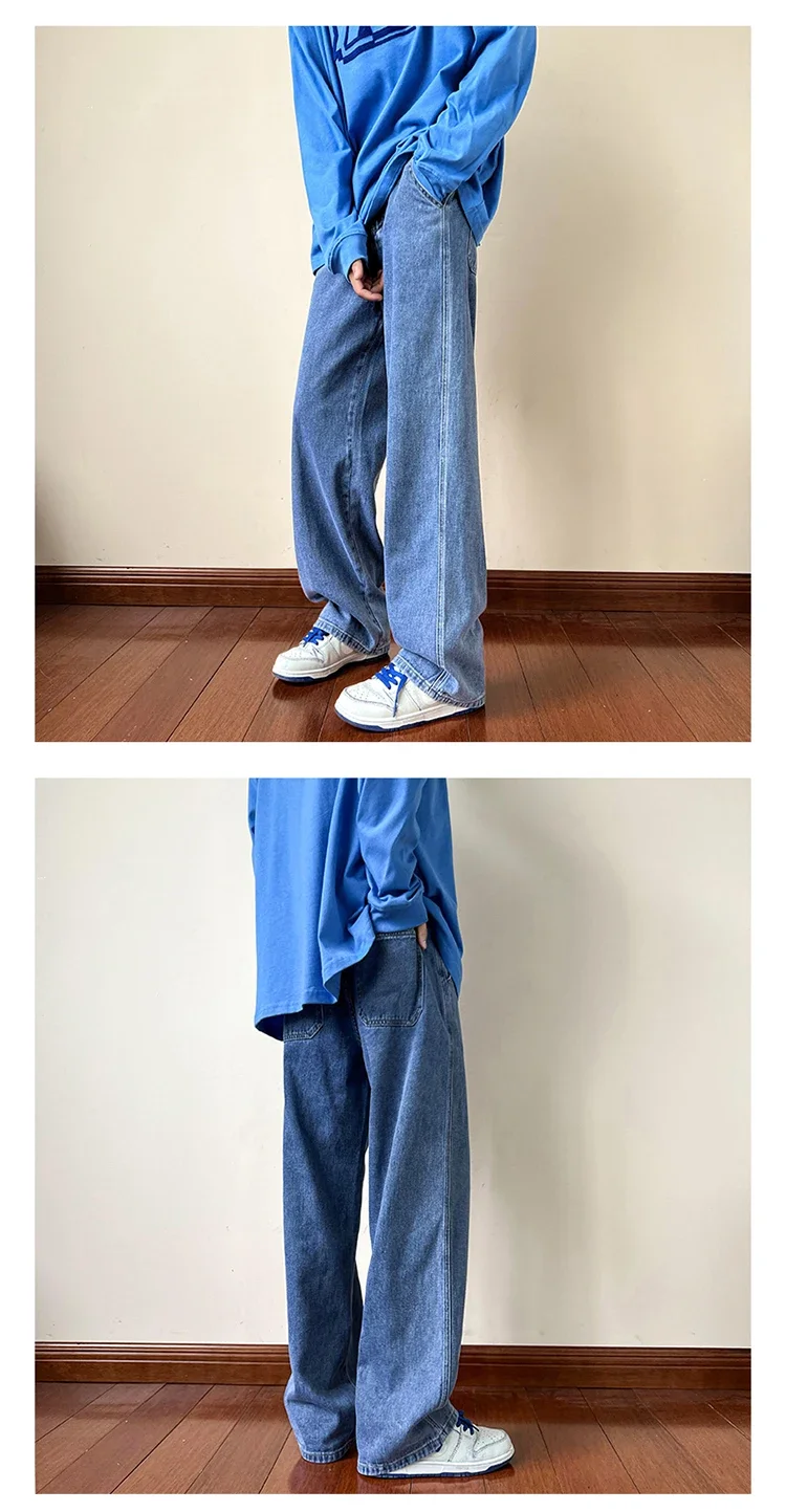 Description Picture 6 of itemBlue Jeans Men Ankle length  Male Straight Denim Pants  New Streetwear Baggy  Ins Washed   Black Clothes