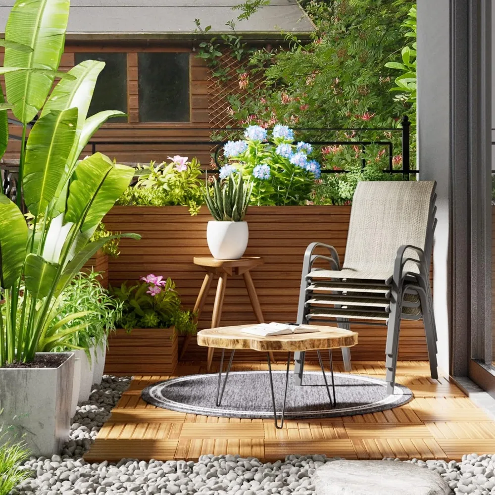 Patio Dining Chairs Set of 4 Outdoor High Stacking Indoor/Outdoor Backyard Deck Garden Restaurant Chairs