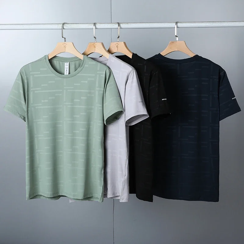 Men Summer Sportswear Running T-shirt Muscle Man Tough Guy Tee Elastic Quick Dry Sport Tops Gym Jogging Short Sleeve Activewear