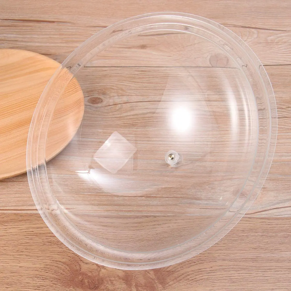 Round Food Meal Cover Drop-Resistant Transparent Food Cover Bread and Snack Acrylic Preservation Dust Cover
