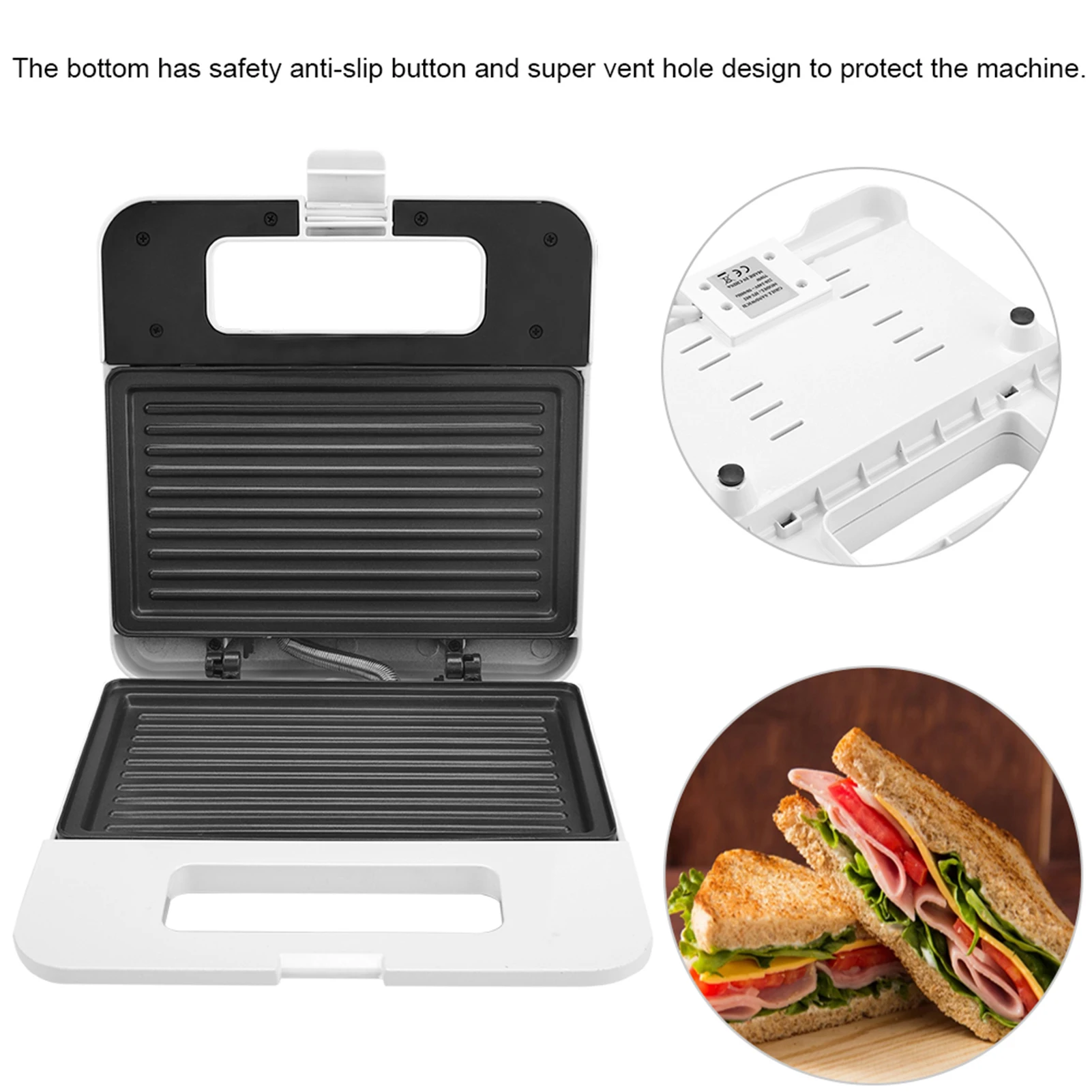 Electric Sandwich Machine Household Electric Nonstick Baking Plate Sandwich Maker Toaster Breakfast Machine 220V EU Plug