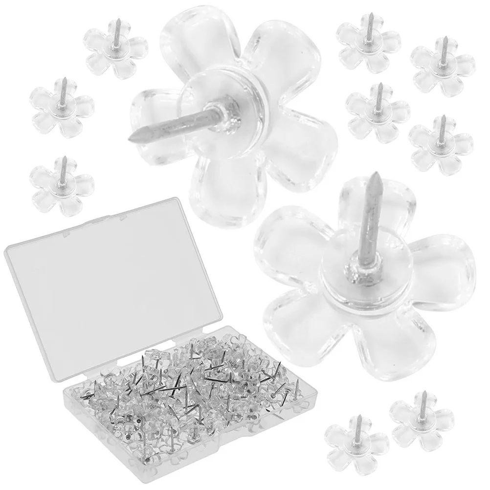 

Thumbtack Clear Pushpin Cute Bulletin Board Compact Reusable Tacks and Pins Delicate Flower Shaped Decor