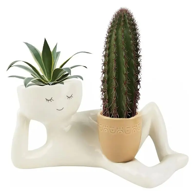 Vaso per Piante GOOD-Lazy Guy in Resina, Figurina Rilassata per Piante Succulente, Vaso Unico a Forma di Personaggio Sdraiato pe