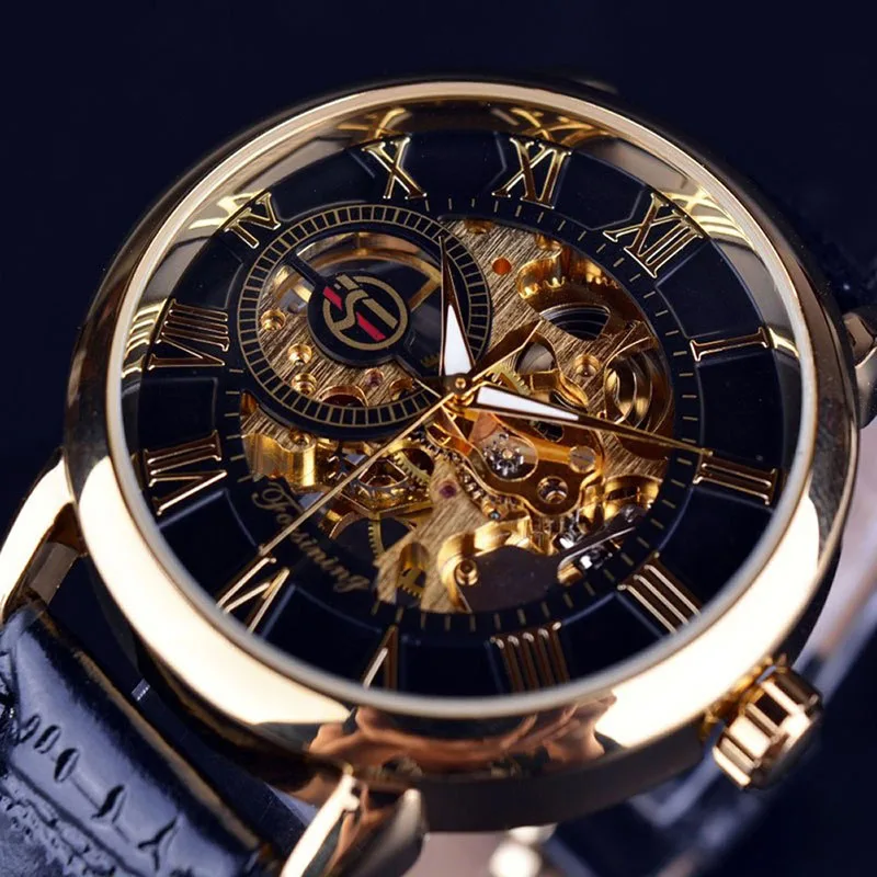 

Luxury Mens Steampunk Skeleton Stainless Steel Automatic Mechanical Wrist Watch