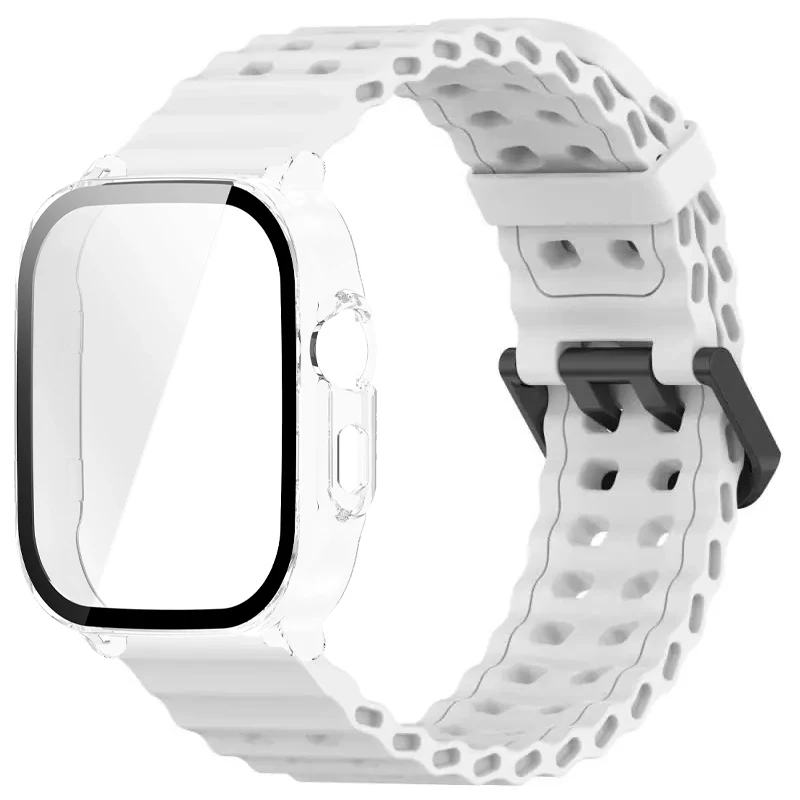 Silicone Band and Protective Case for Smartwatch - Premium Wristband Accessory Set with Screen Protector and Strap