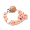 New Baby Wooden Pacifier Clip Wood Crochet Rabbit Teething Soother Chain For Nursing Chew Toy Baby Dummy Holder Chain BPA Free 5