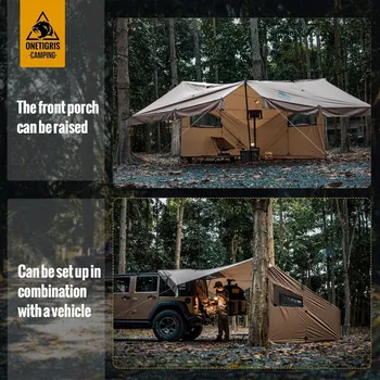 Hot Tent, Large Spacious 4 Person Tent with Stove Jack, Windproof Waterproof Tent for Wood Stove Camping Travel Truck 6