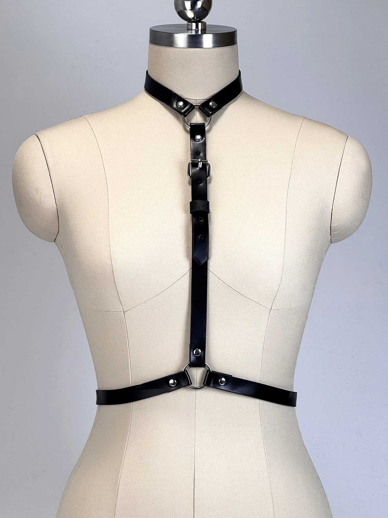 Damen Punk Mode Ledergürtel Street-Style Taillengürtel Hosenträger für Frauen Körper-Harness Korsett-Gürtel Gothic Kleidung Accessoires – Detail 7