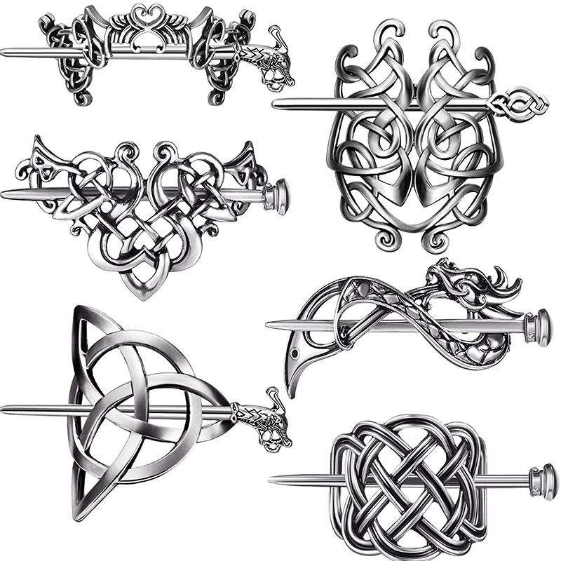 Women Celtic Hair Slide Hairpins Viking Celtic Hair Clips Knot Stick Metal Barrette Pin Retro Accesso