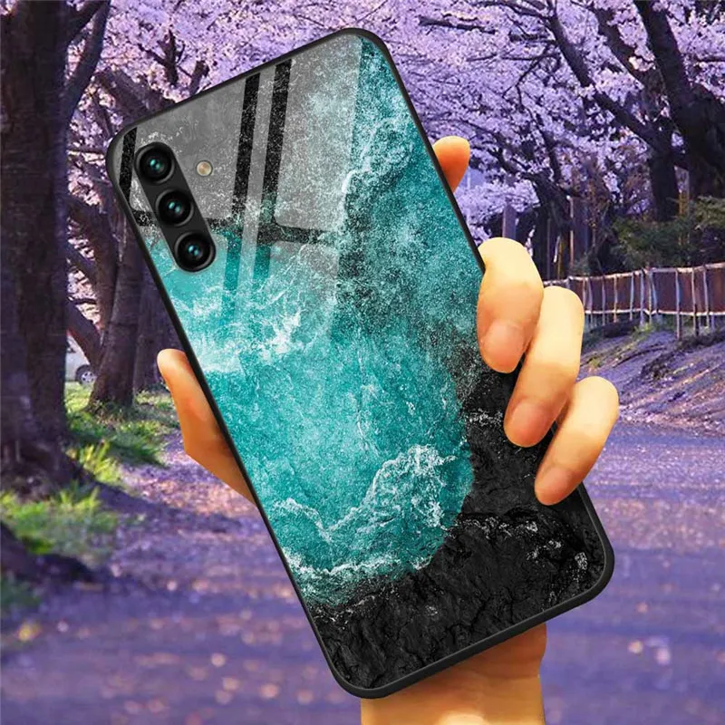 Tempered Glass Hard Cover Case for Samsung Galaxy - Space Design