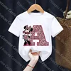 Letter A-Z Minnie Children  T-Shirts Name Combination Disney Kawaii Cartoons Clothes Kids Little Boy Girl Tee Shirts Casua 2