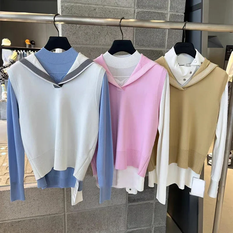 

Korean Golf Women's 2023 New Sports Top Casual Versatile Sleeveless Knitted Vest T-shirt