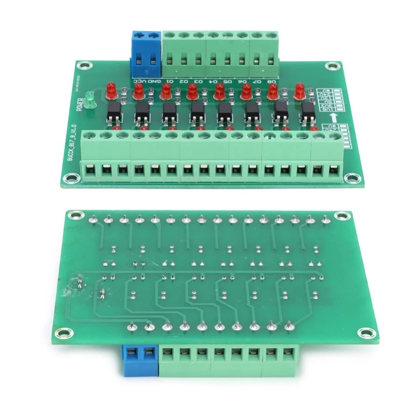 광학 절연 모듈 제한 스위칭 주파수 20KHZ 12V  3.3V 8 채널 광커플러 PLC 신호 변환기 보드