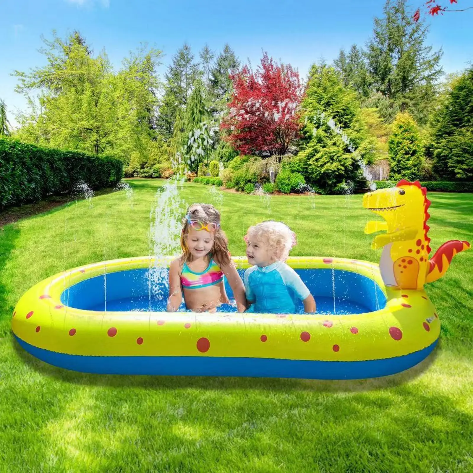Inflatable Sprinkler Pool For Kids 3 in 1 Baby Cushion Outdoor Splash Pad Toddlers Children Backyard Fun Water Toys Gift inflatable pool float