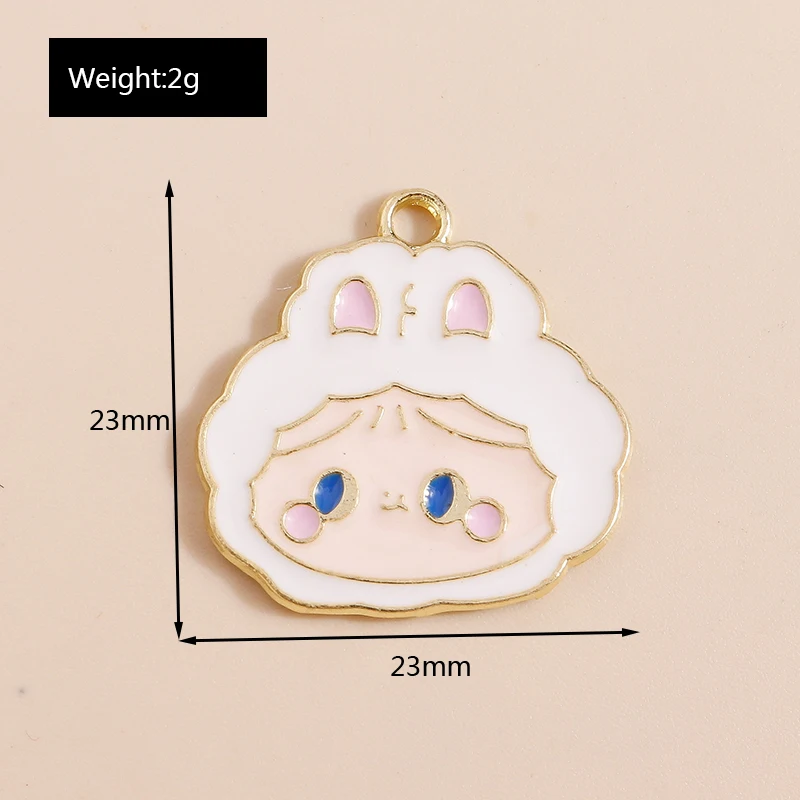 Leslie Mixed 10/20 Stück süße Emaille-Kaninchen-Anhänger-Charms für Schmuckherstellung, DIY, Ohrringe, Halskette, Armband, Zubehör, Zubehör – Detail 14