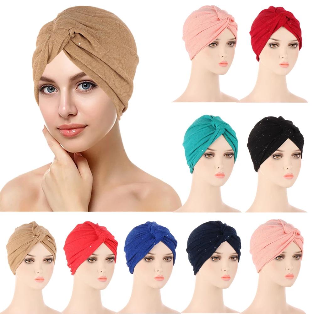 

Twist Knot Indian Women Muslim Hijab Chemo Cap Strech Bonnet Cancer Hair Loss Hat Beanies Headwear Wrap Headcover Turbante Mujer