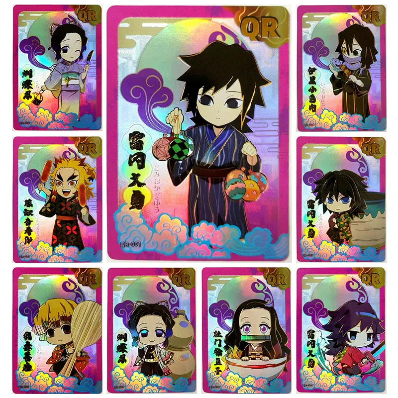 

Anime Demon Slayer Rare QR Refractive Flash Cards Tomioka Giyuu Kochou Shinobu Toys for boys Collectible Cards Birthday Gifts