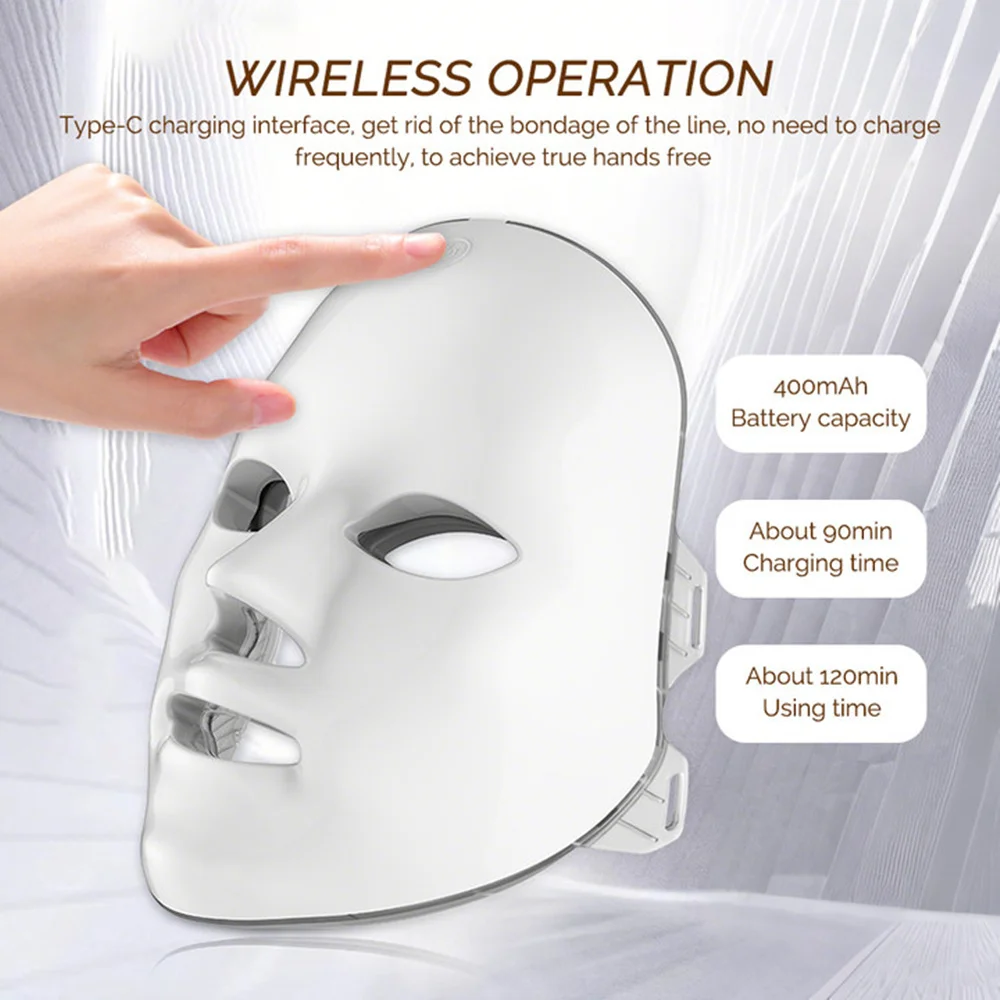 7 Colors Photon LED Face Mask Red Light Anti-Wrinkle Rejuvenation Skin Care Facial LED Mask Beauty SPA Ance Repair Skin Brighten