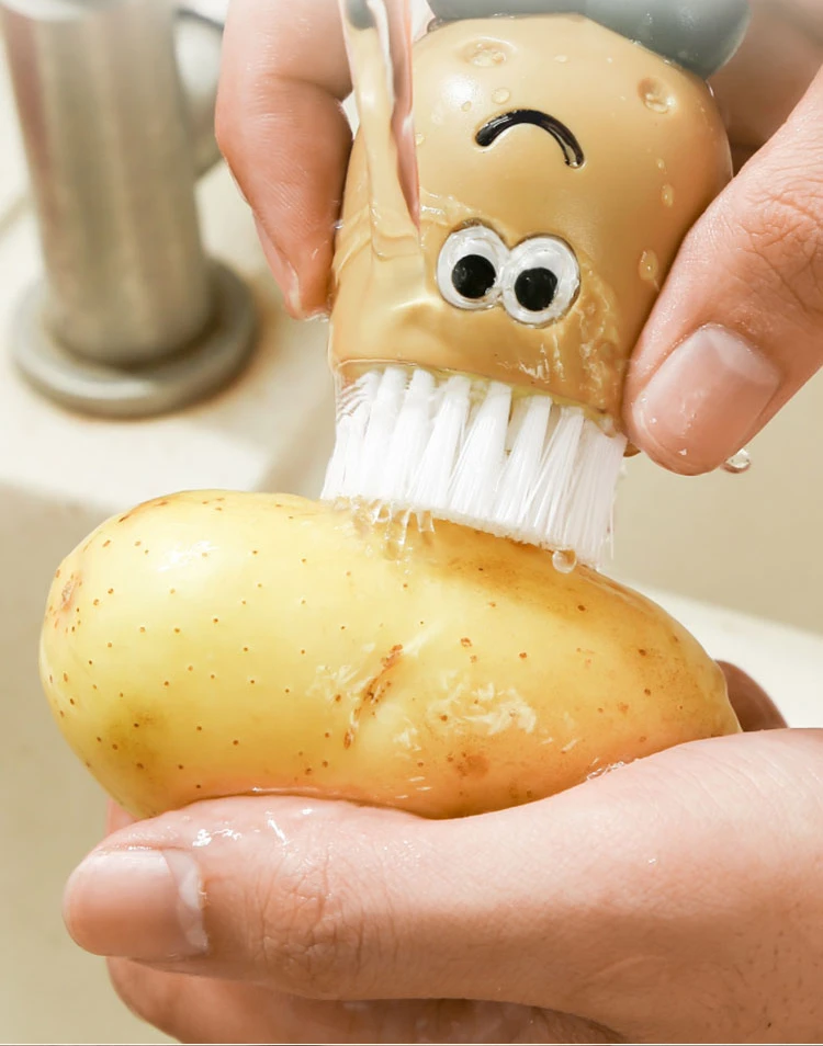 Spazzola Per Verdure - Pulizia Frutta E Ortaggi Con Impugnatura Antiscivolo, Grigio - Foto 2