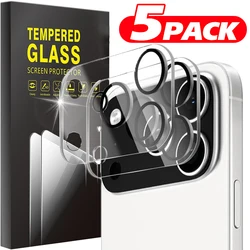 Premium Tempered Glass Camera Lens Protectors - Clear, Anti - Scratch Protective Films - 5Pcs (For iPhone 17)