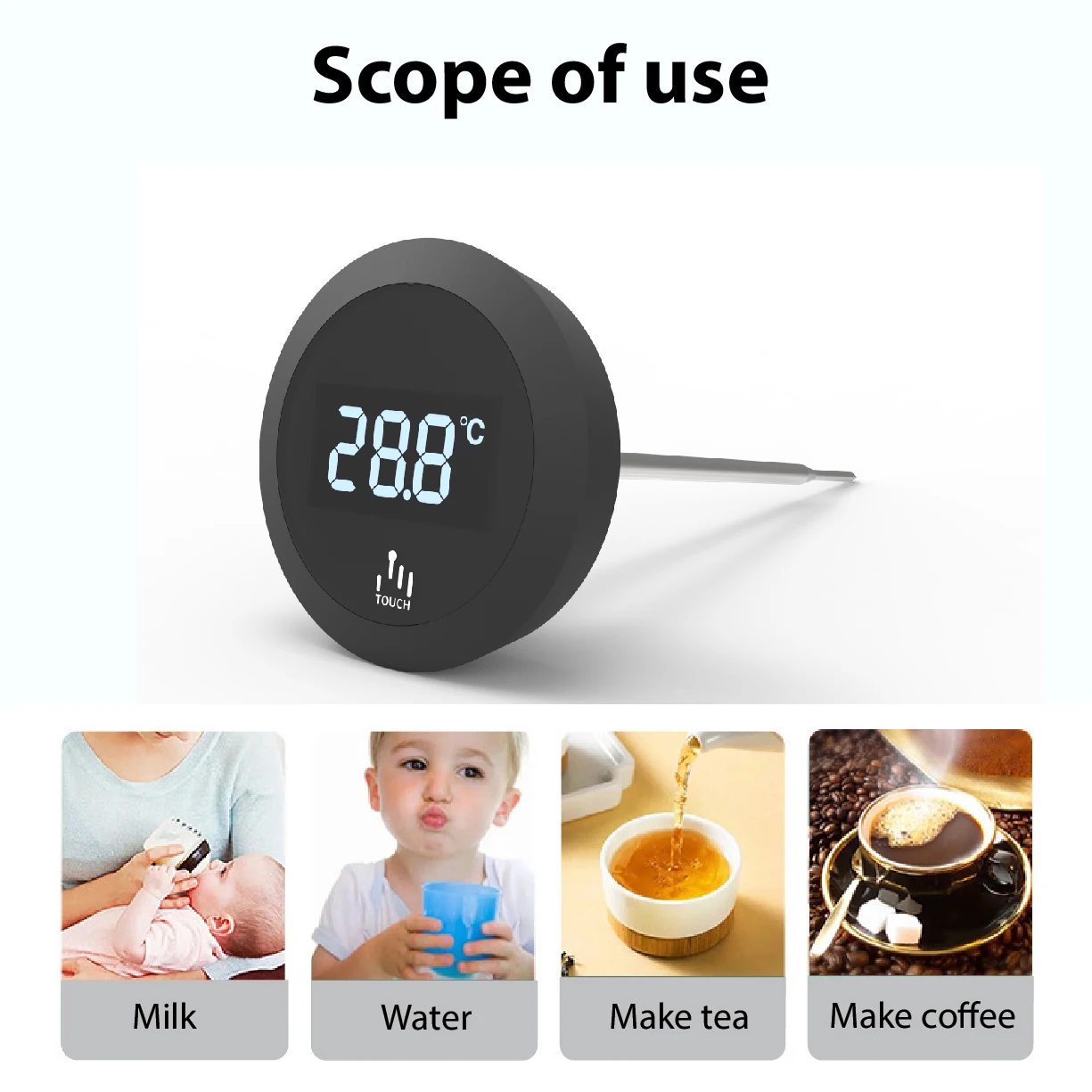Wireless digital kitchen probe for barbecue, electronic kitchen probe, water, milk, meat, coffee 3