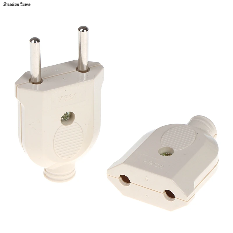 2 Pin EU Plug Male Female Connector Socket for Power Extension power plug adapter power socket adapter conversion plug electrical power socket plug conversion socket electrical sockets power cable plug