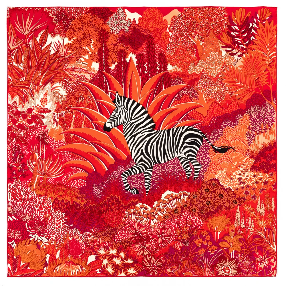 2023 Luxury Scarf Zebra Women Silk Shawl 35in Scarf Design Stoles Lady Wrap Bandanas Hijab Femme Present 6