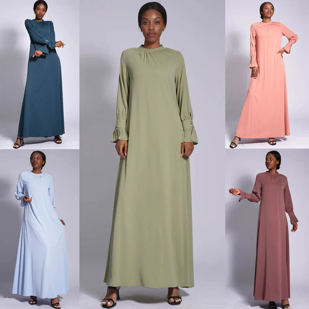 

Modest Abaya Women Muslim Long Maxi Dress Eid Al Adha Jalabiya Islamic Clothing Dubai Turkey Kaftan Morocco Caftan Robe Vestidos