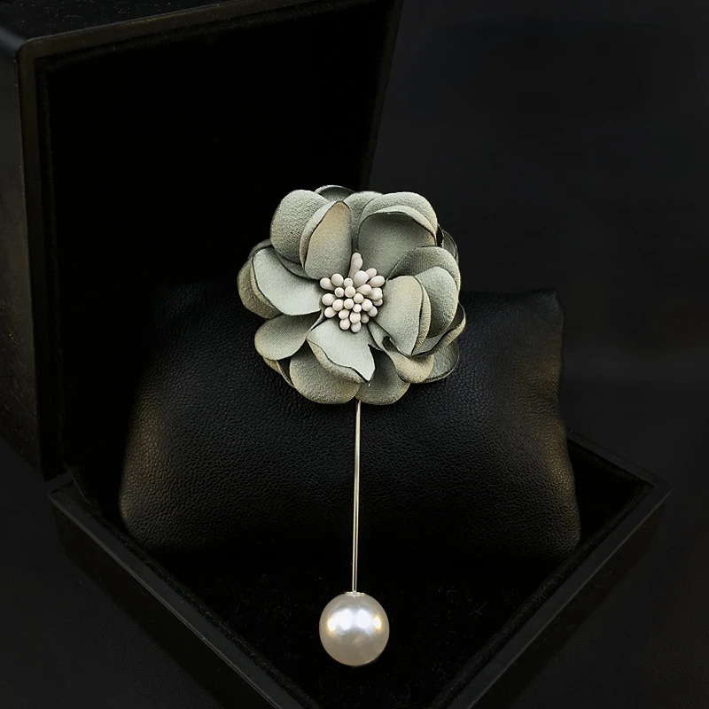 

High-End Cloth Corsage Korean-Style Flower Brooch Women Handmade Pin Sweater Suit Accessories Pearl Jewelry Free Shipping Gifts