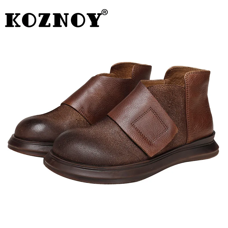 

Koznoy 3.5cm Women Luxury Flats Sandals Pumps Rubber Soled Comfy Weave Cow Suede Natural Genuine Leather Summer Platform Shoes