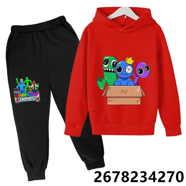 thumbnail image 1 of Nuevas sudaderas con capucha para niños con estampado de dibujos animados de amigos del arcoíris de anime, sudaderas de manga para primavera, otoño e invierno, conjuntos de sudaderas con capucha para, 1 of 5