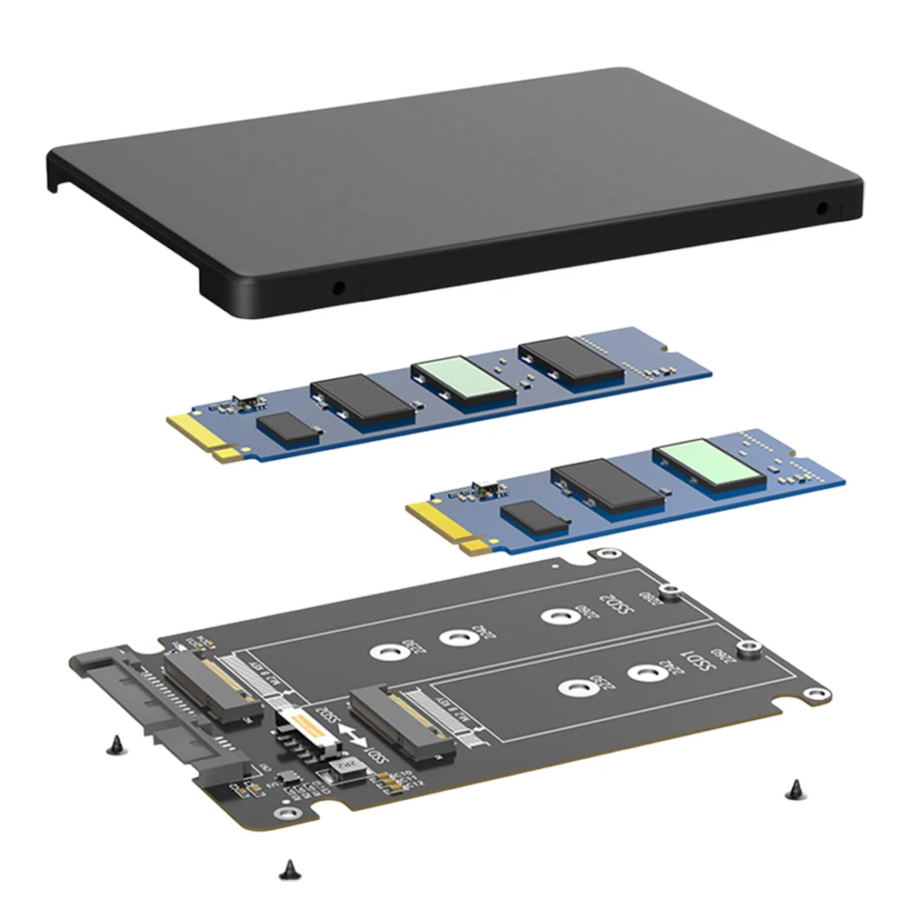 Dual M.2 B Key NGFF SSD To 2.5 SATA III Adapter M2 NGFF To SATA Adapter Card HDD Disk Drive Enclosure SSD Case with Enclosure