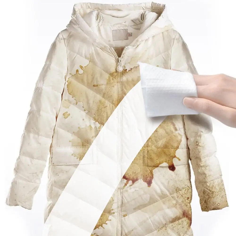 12sheets/bag Down Coat Cleaning Care For Jackets Quickly Remove Stain Wet Wipes Clothes Cleaning Care Wash-free Wi P4U9