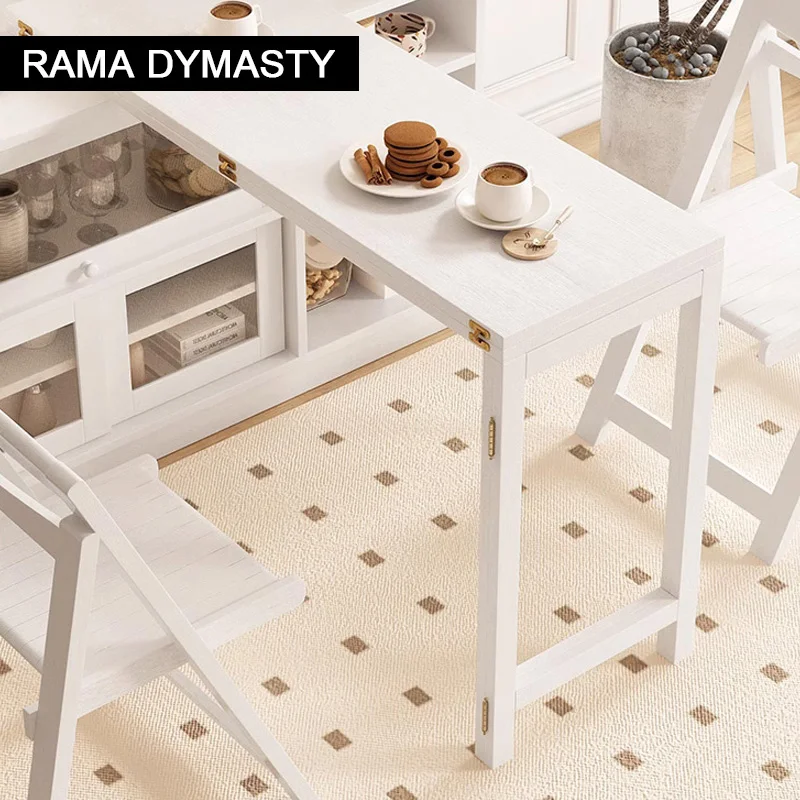 Modern Minimalist Small Folding Dining Table Sideboard Integrated Multifunctional Dining Table Against The Wall