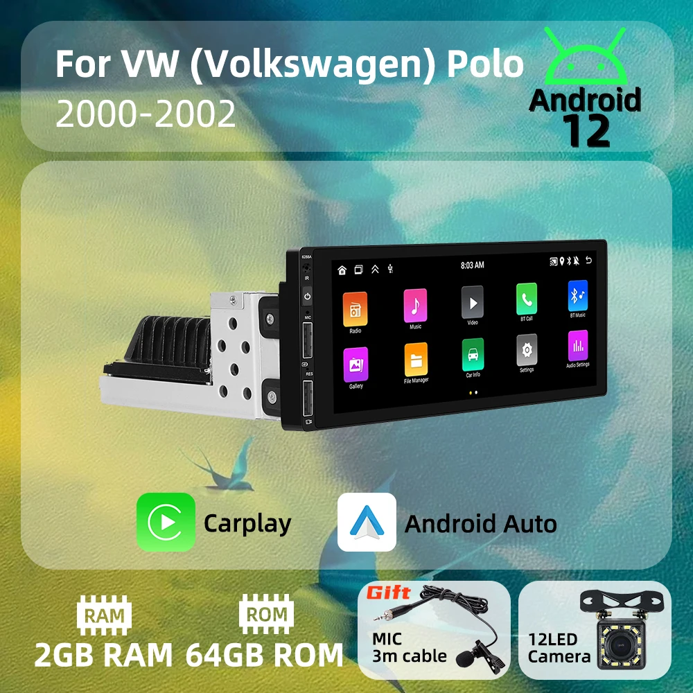 

Мультимедийная магнитола для VW Polo 2000-2002, 1 Din, Android
