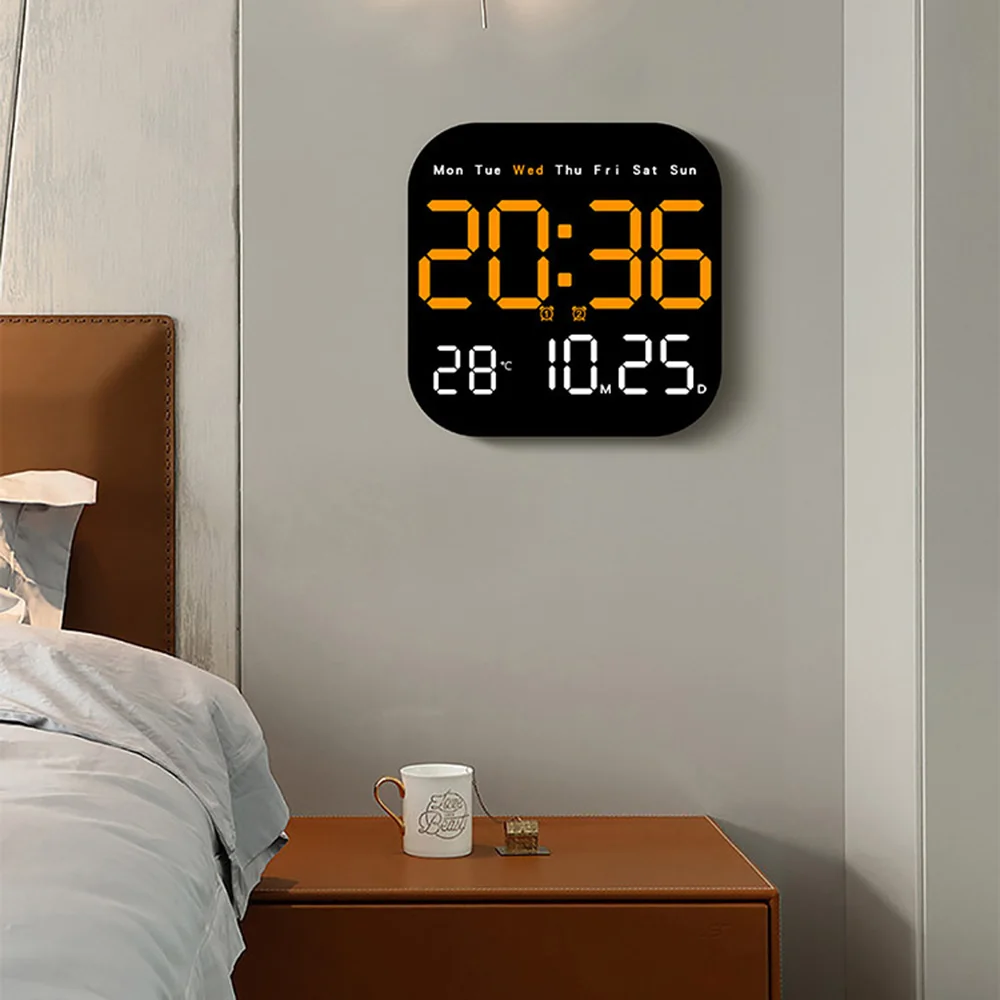 Enhanced LED Digital Wall Clock with Remote and Auto Dimming for Home and Office Spaces